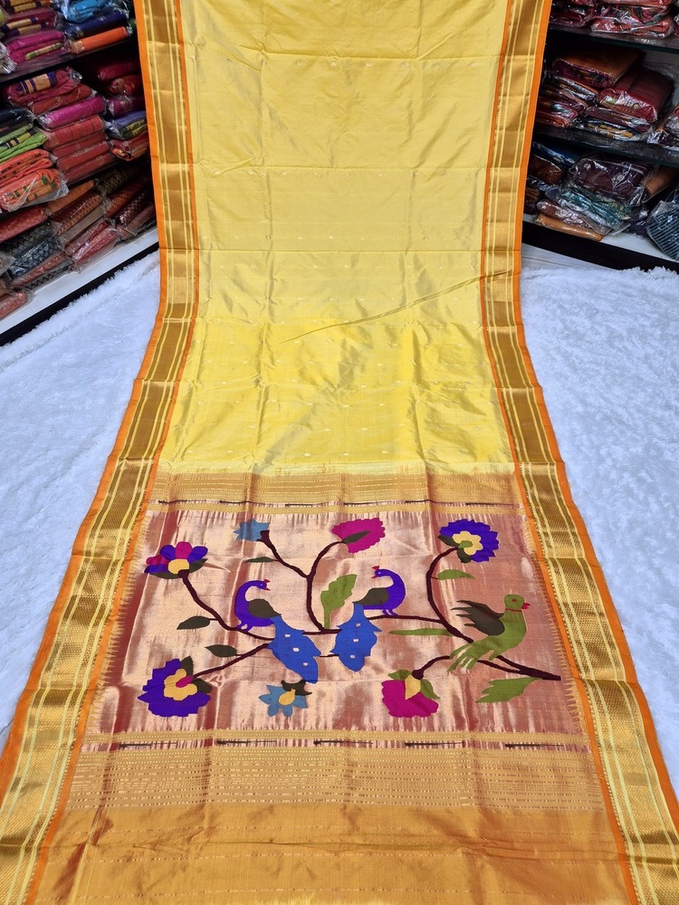 Pure Silk Yeola Handloom Fancy Pallu Paithani Saree