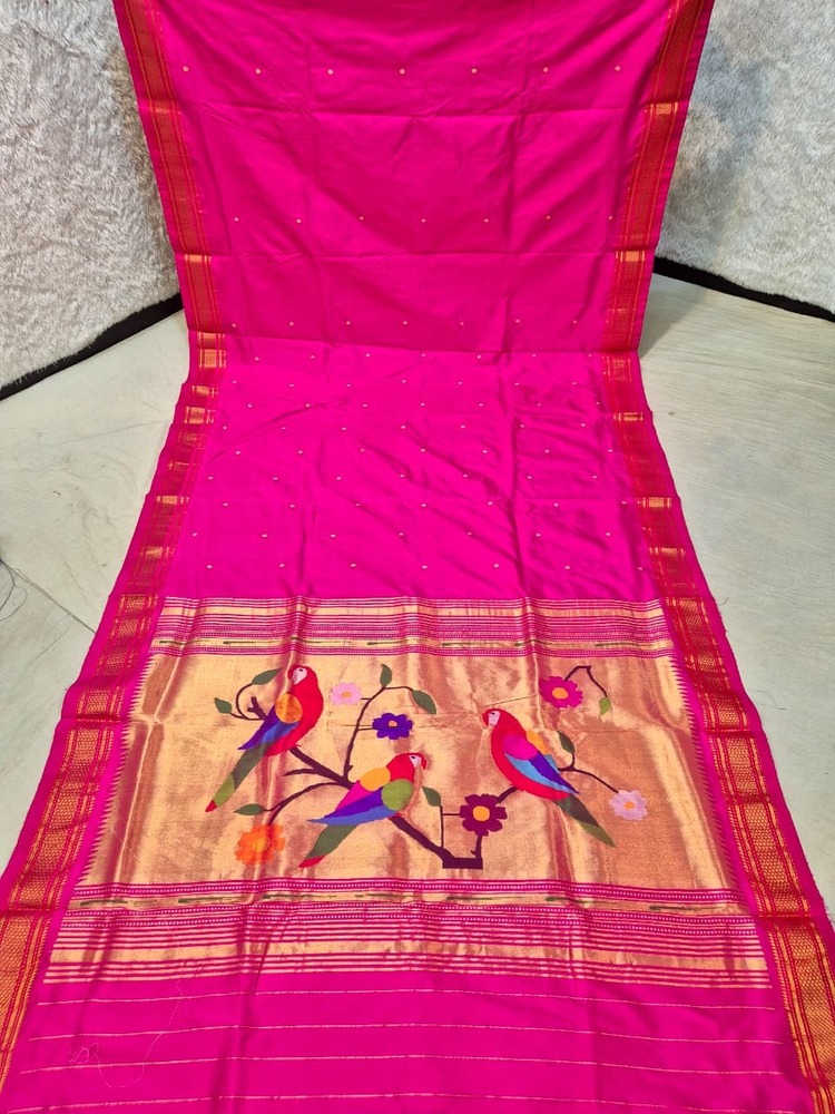 Pure Silk Yeola Handloom Fancy Pallu Paithani Saree