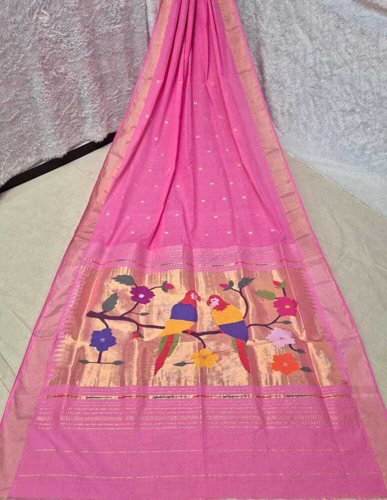 Cotton Handloom Traditional Fancy Pallu Paithani Saree