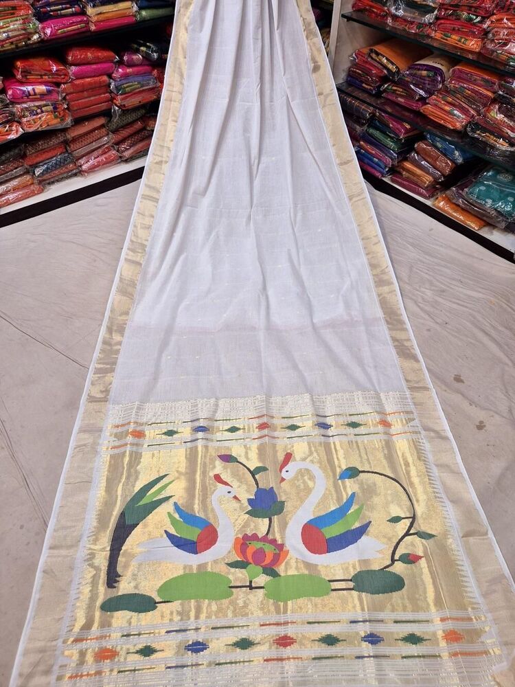 Cotton Handloom Traditional Fancy Pallu Paithani Saree
