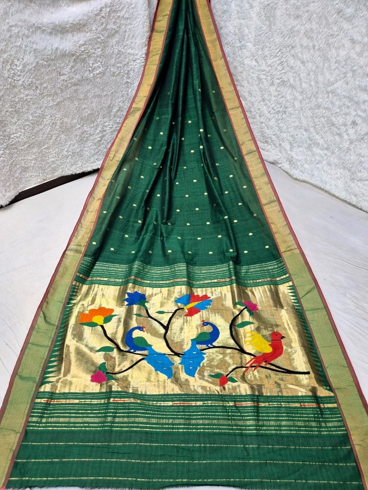 Cotton Handloom Traditional Fancy Pallu Paithani Saree