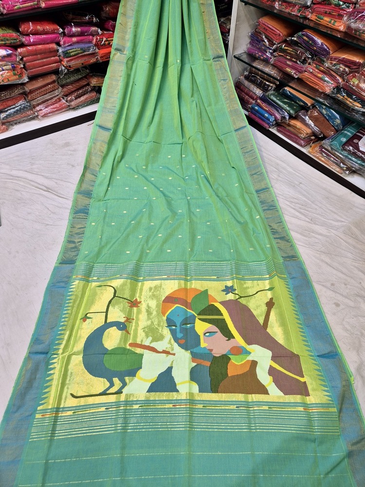 Cotton Handloom Traditional Fancy Pallu Paithani Saree