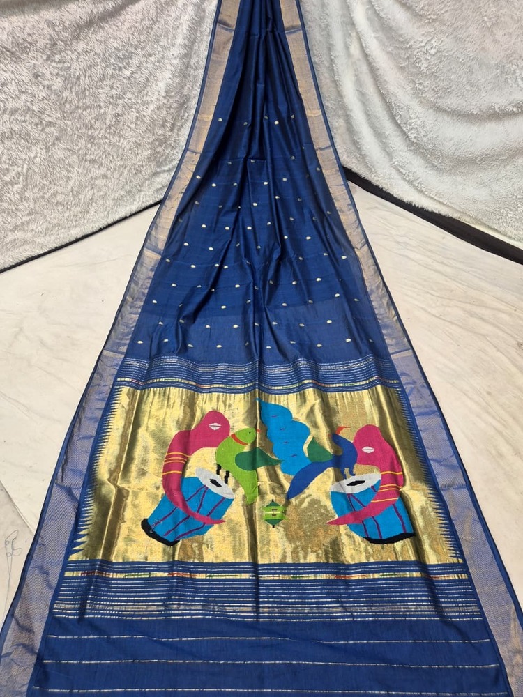 Cotton Handloom Traditional Fancy Pallu Paithani Saree