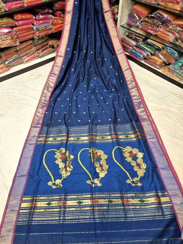 Cotton Handloom Traditional Fancy Pallu Paithani Saree