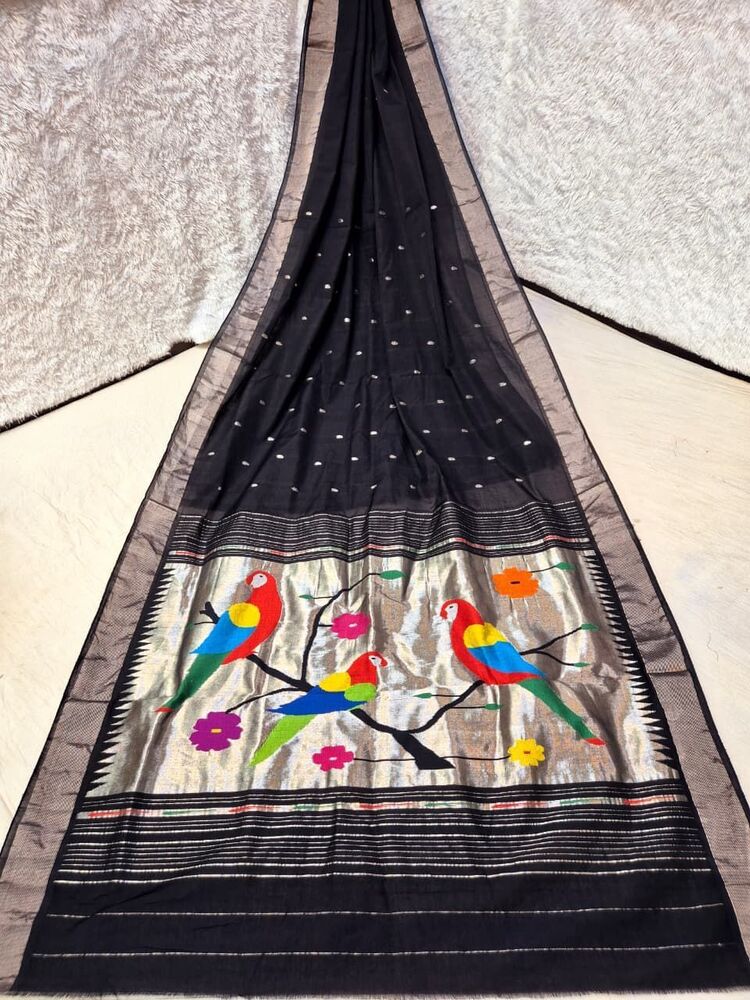 Cotton Handloom Traditional Fancy Pallu Paithani Saree