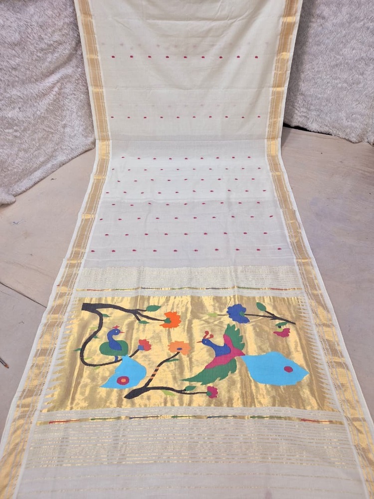 Pure Cotton Silk Yeola Handloom Narali Border Saree