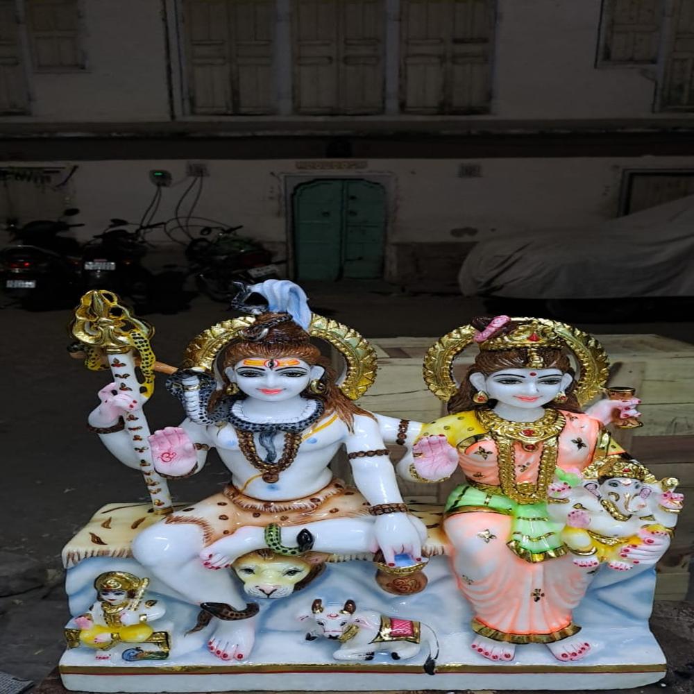 Marble Shankar Parvati Moorti - Height: 12 Inch (in)