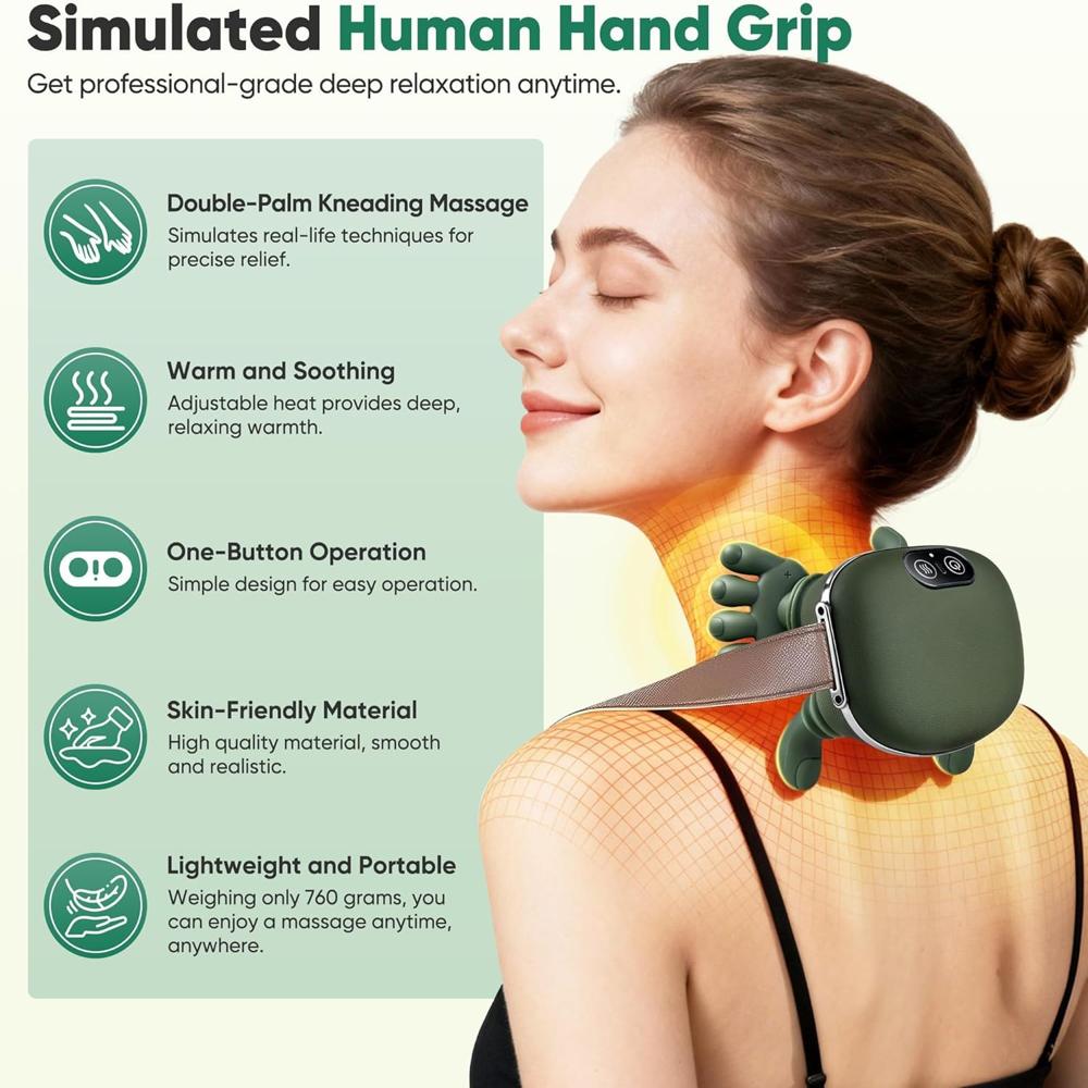 WIRELESS PORTABLE SHIATSU NECK & BACK MASSAGER 
