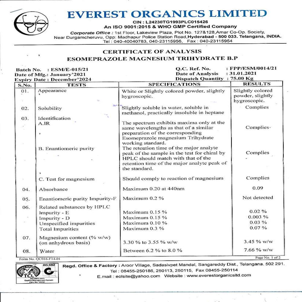 Esom-eprazole Magnesium