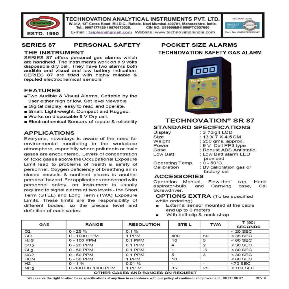 SR-87 [PERSONAL SAFETY POCKET SIZE ALARMS]