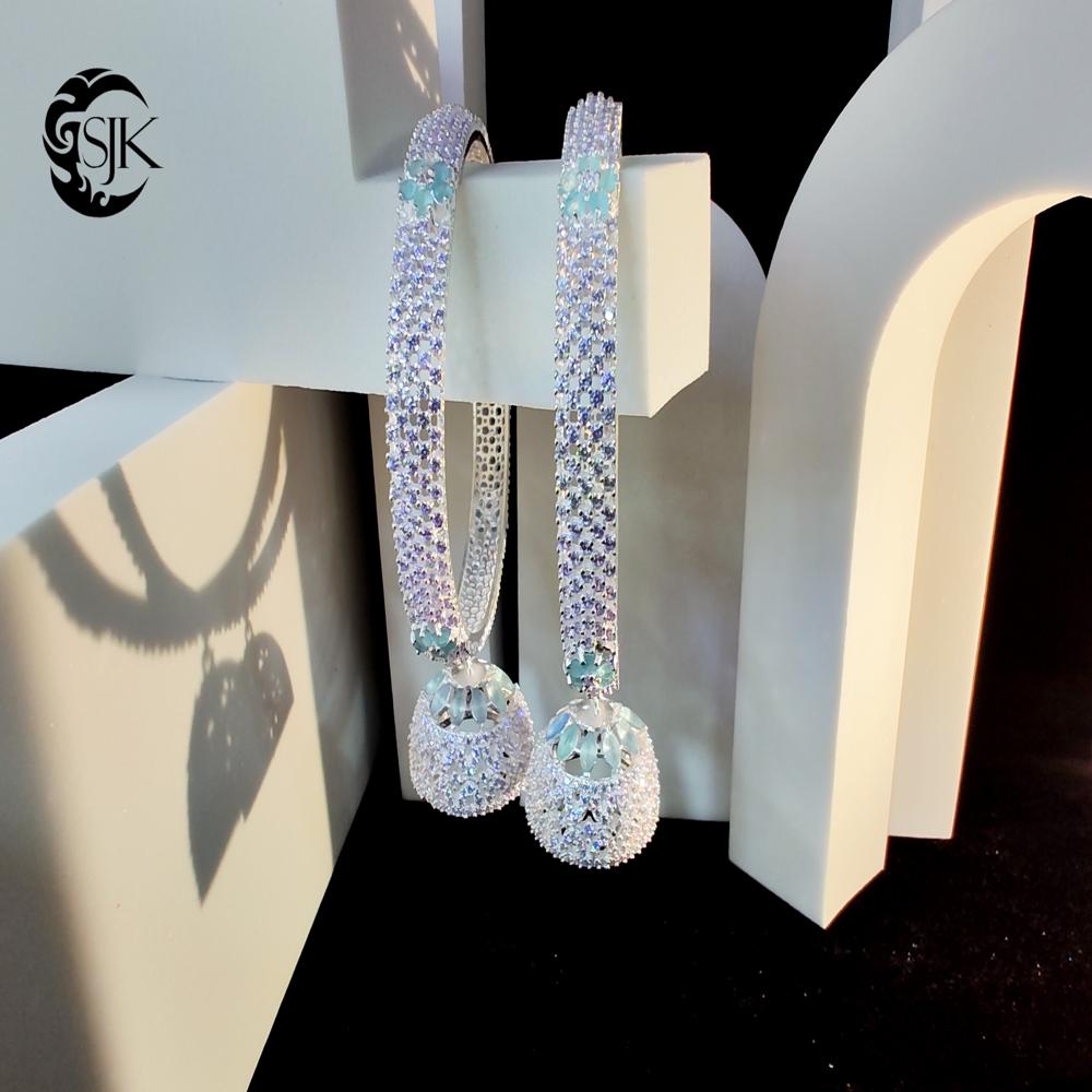 Silver Cz Jhummar Bangles
