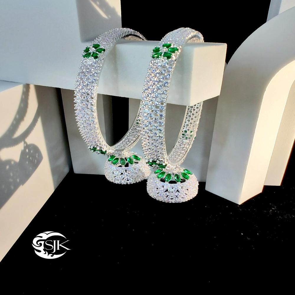 Silver Cz Jhummar Bangles