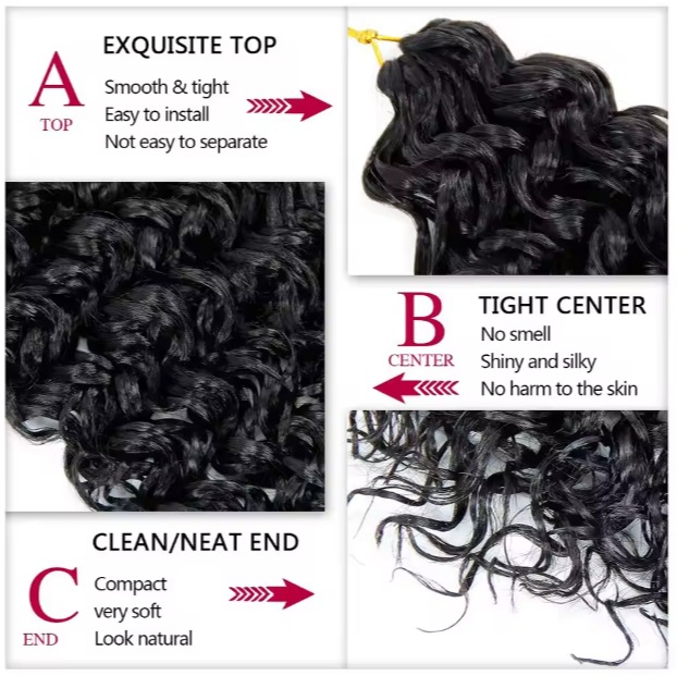 The Devote Wholesale Russian Virgin Curl Hair Extensions | Bohemian Braid Water Wave Crochet Hair