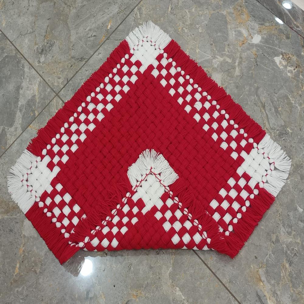 plain red with white border woolen cover / prayer mat / asan