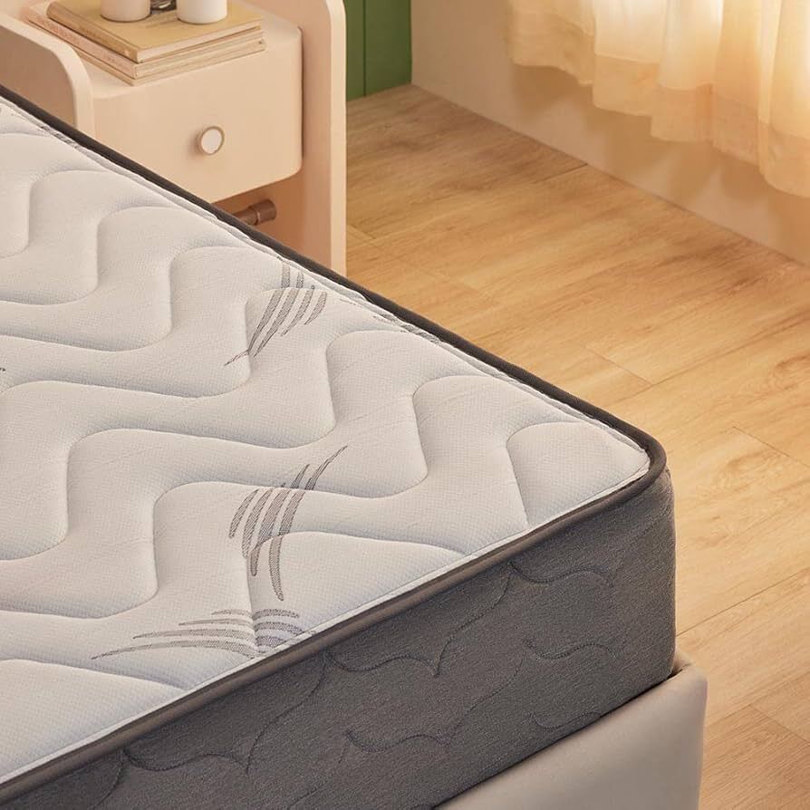 Spring Mattress - 100% Cotton, Full Size, White | Breathable Fabric, No Shrinkage, Plain Design