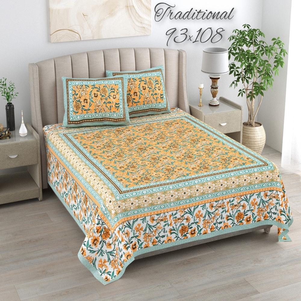 Sanganeri Block Printed Cotton Bedsheet