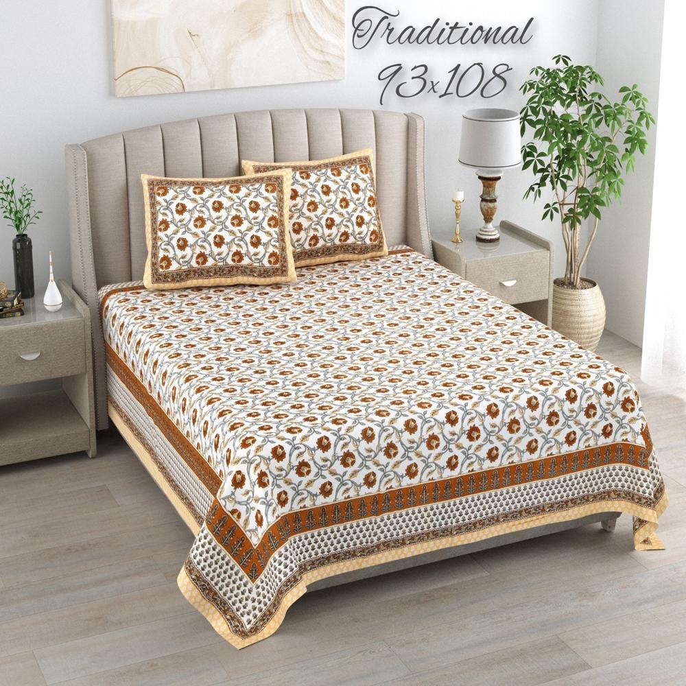 Hand Block Ptrinted Bedsheet - Color: Multi