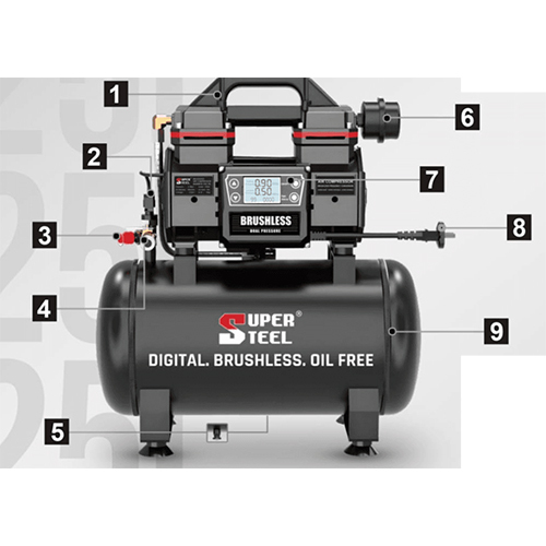 25L Digital Air Compressor - Color: Black