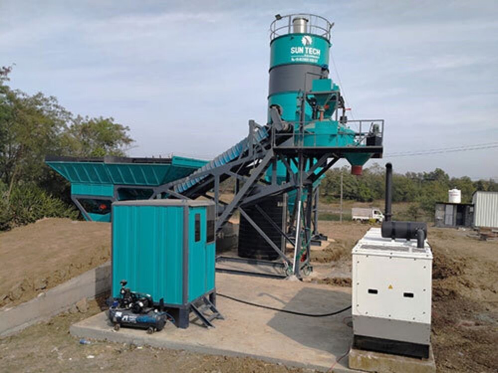 Industrial Concrete Batching Plant - Color: Green