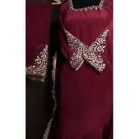 Embroidery Pashmina Silk Suit With Chinon Dupatta - Color: Red