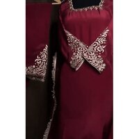 Embroidery Pashmina Silk Suit With Chinon Dupatta - Color: Red