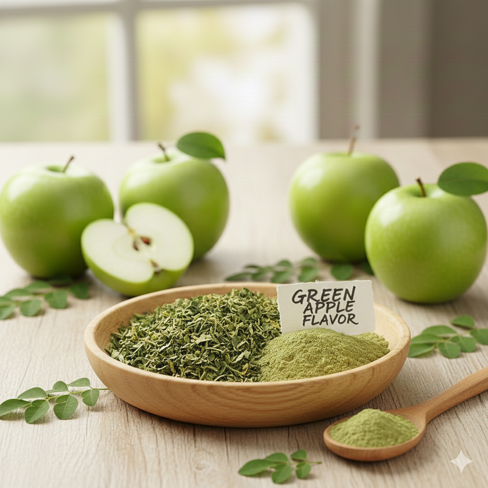 Green Apple Flavored Moringa Leaves Powder