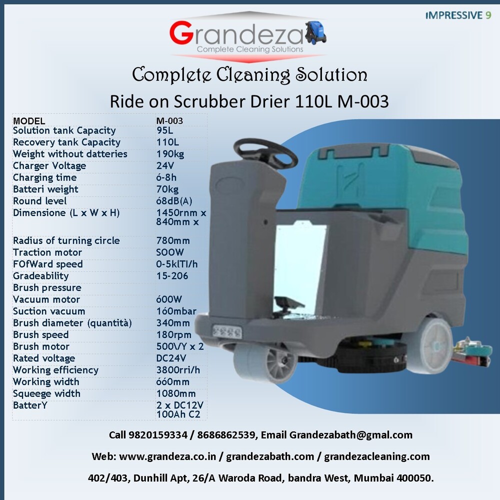 IMP GRANDEZA Ride on Scrubber Drier 110L M-003