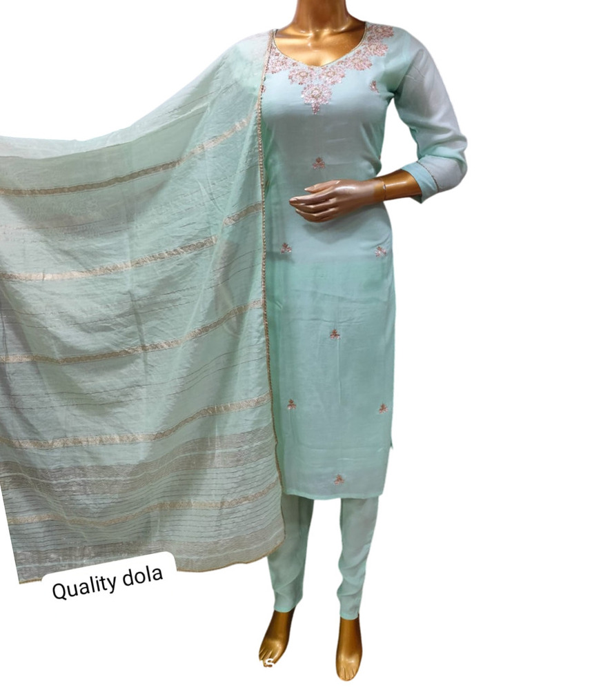 Ladies Lace Work Silk Kurti Set
