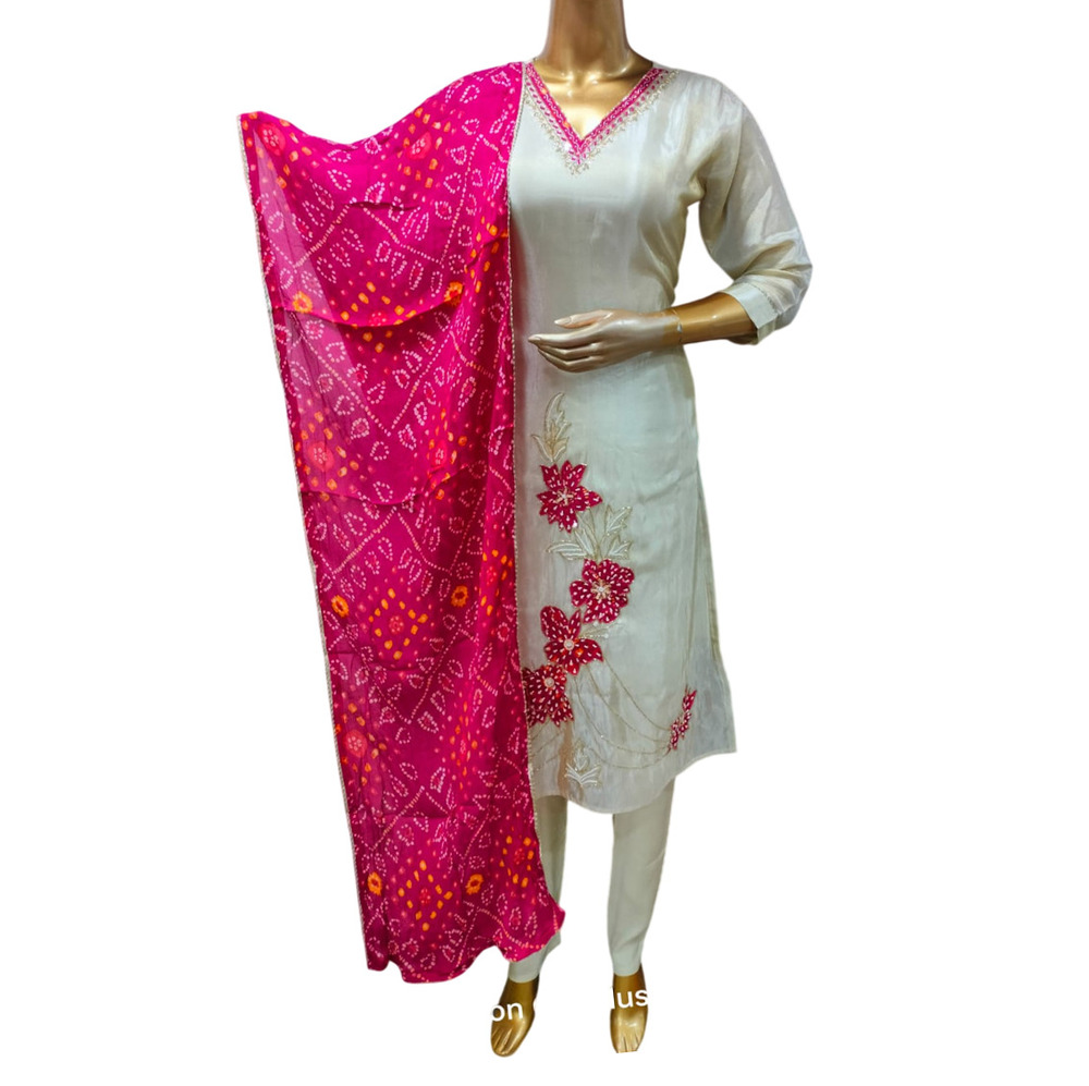 White Embroidered Kurti And Pant Set