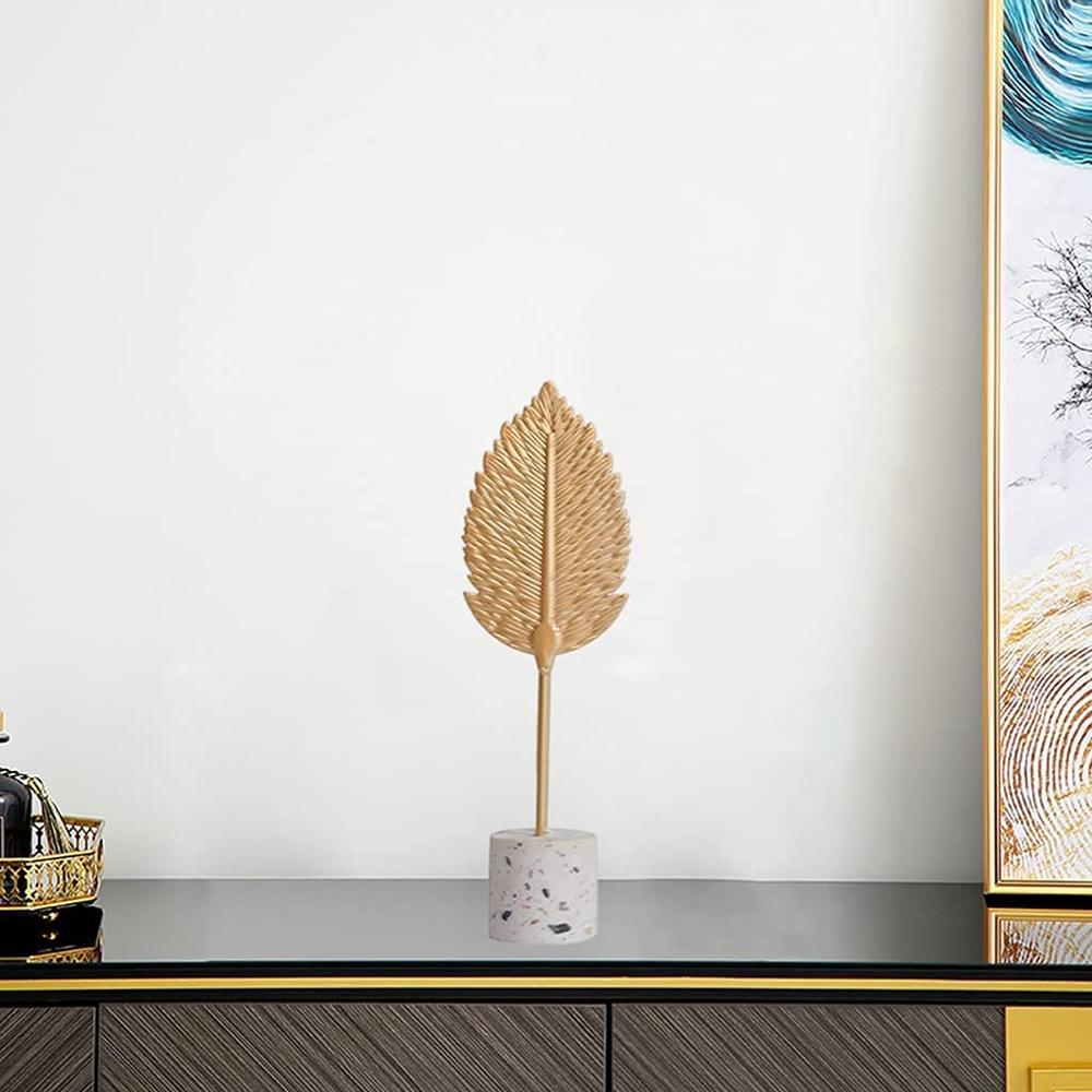 Metal Leaf Statue Iron Art Sculpture Desktop Ornaments Leaf Sculpture for Home Porch Office Decoration - Size S