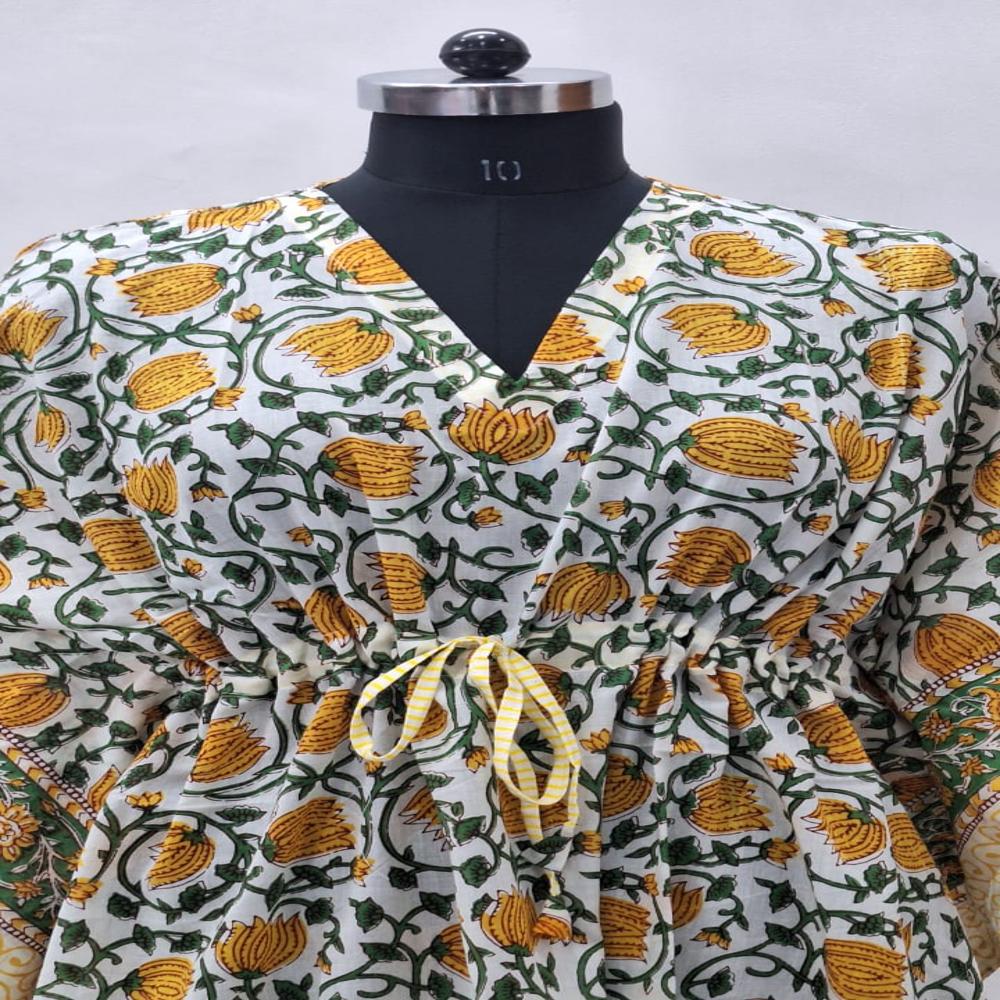 Hand Block Printed Cotton Kaftan