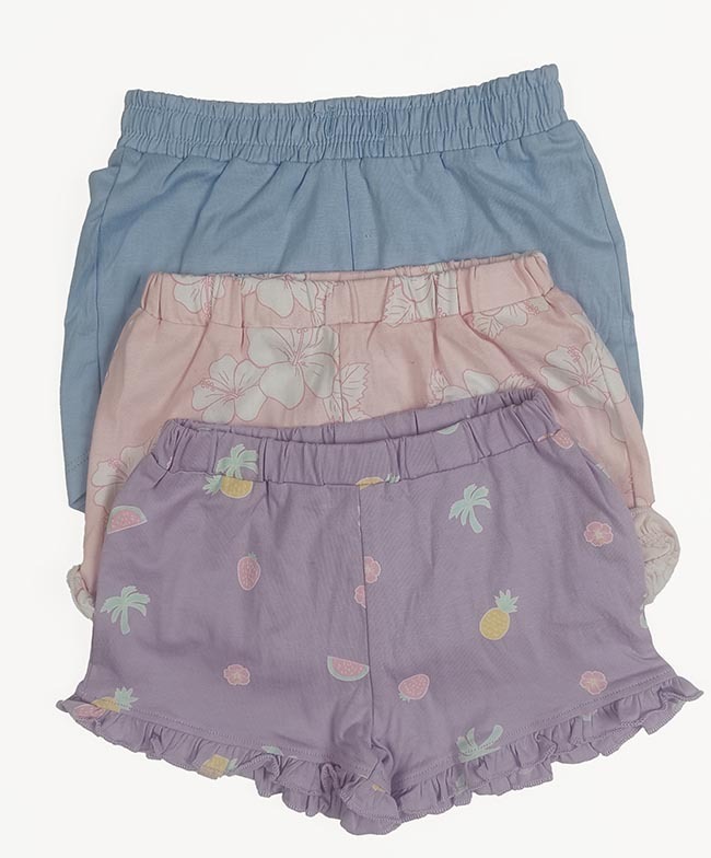 A31195 Baby Girls Knit Shorts Assorted - Color: Multi
