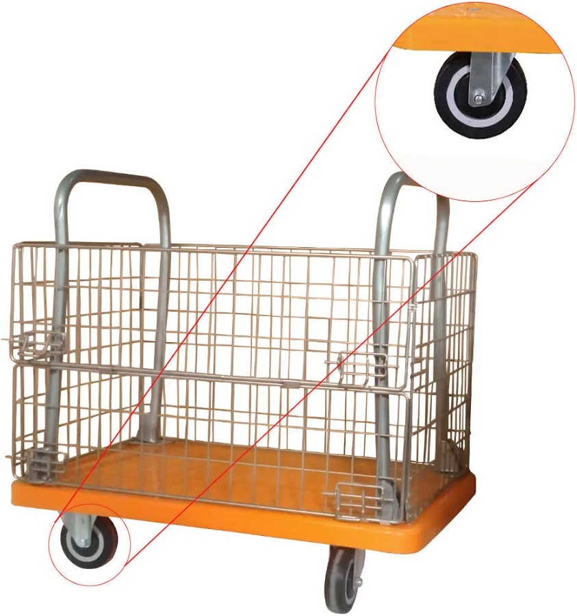 Plastic Platform Basket Trolley - Material: Ms