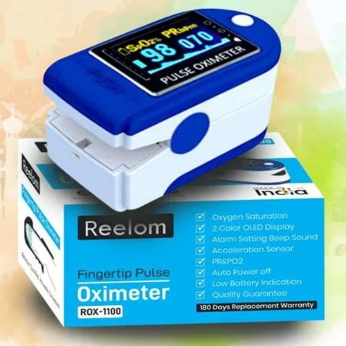 Fingertip Pulse Oximeter - Plastic, Digital Display, High Spo2 Resolution, High Accuracy | Audio Alarm, Battery Powered