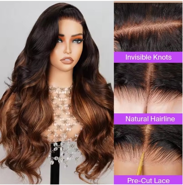 The Devote Ready Go 6x5 Highlight Brown Glueless Human Hair Wig | Pre-Cut Pre-Plucked Body Wave Lace Front Wig