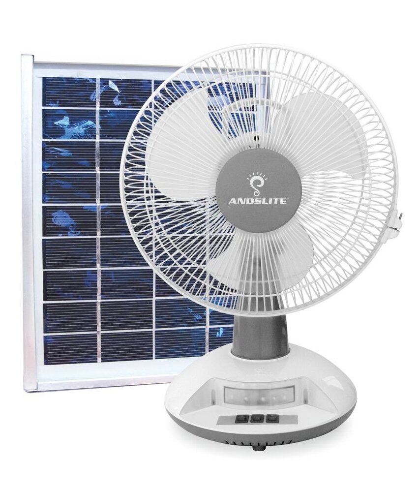 Elegant Solar Rechargeable Table Fan with Inbuilt LED Light