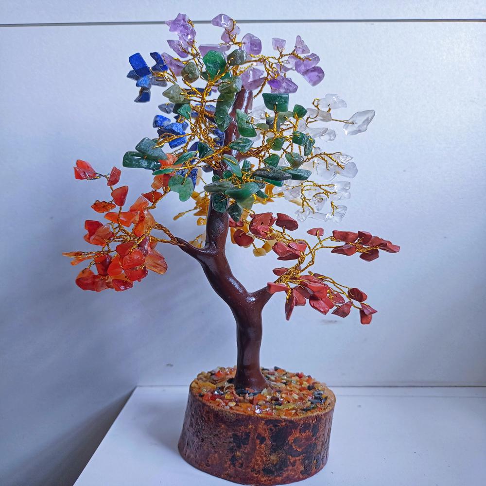 7 Chakra Gemstone Tree / Positive Energy Provider Stone Tree / Home Interior Decoration Used - Surface Texture: Polish