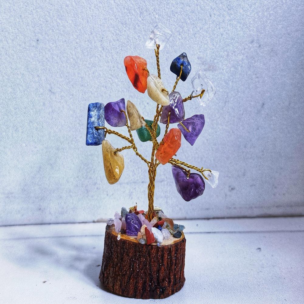 7 chakra gemstone tree / positive energy provider stone tree / home interior decoration used
