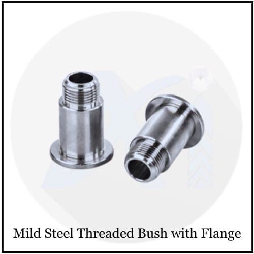 Mild Steel Threaded Bush With Flange - Color: Natural