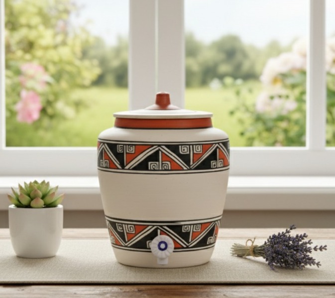 Clay Water Pot Double Border 13 LTR