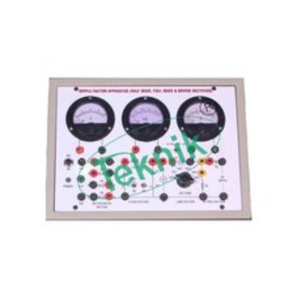 RIPPLE FACTOR APPARATUS WITH BAKELITE PANEL & ROUND METERS (HALF WAVE,FULL WAVE AND BRIDGE RECTIFIER)