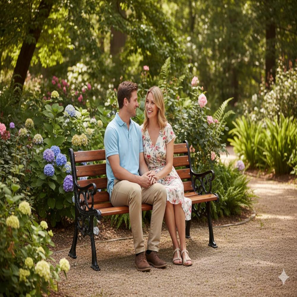 Iron Garden Bench - Color: Wooden