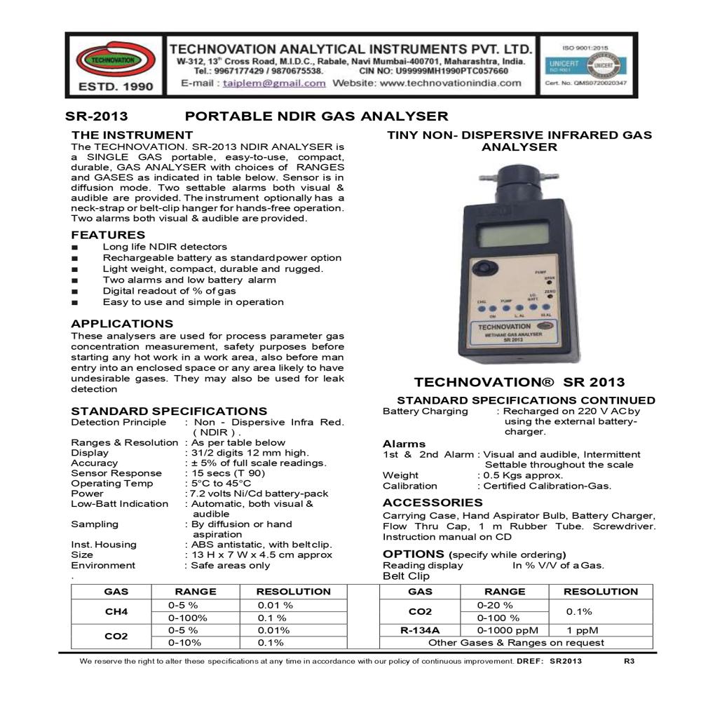 Sr 2013 (Portable Gas Analyser) - Application: Handheld