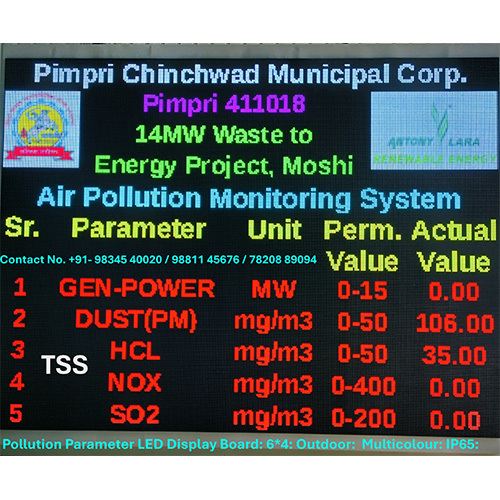 6 X 4 Multicolour Outdoor Pollution Parameter LED Display Board