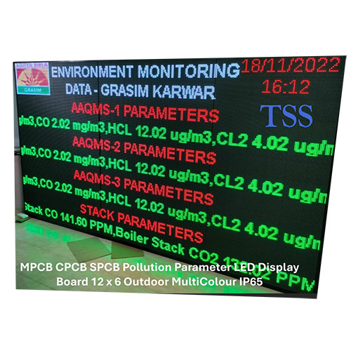 12 X 6 Multicolour Outdoor Ip65 Mpcb Cpcb Spcb Pollution Parameter Led Display Board - Application: Air Quality Monitoring