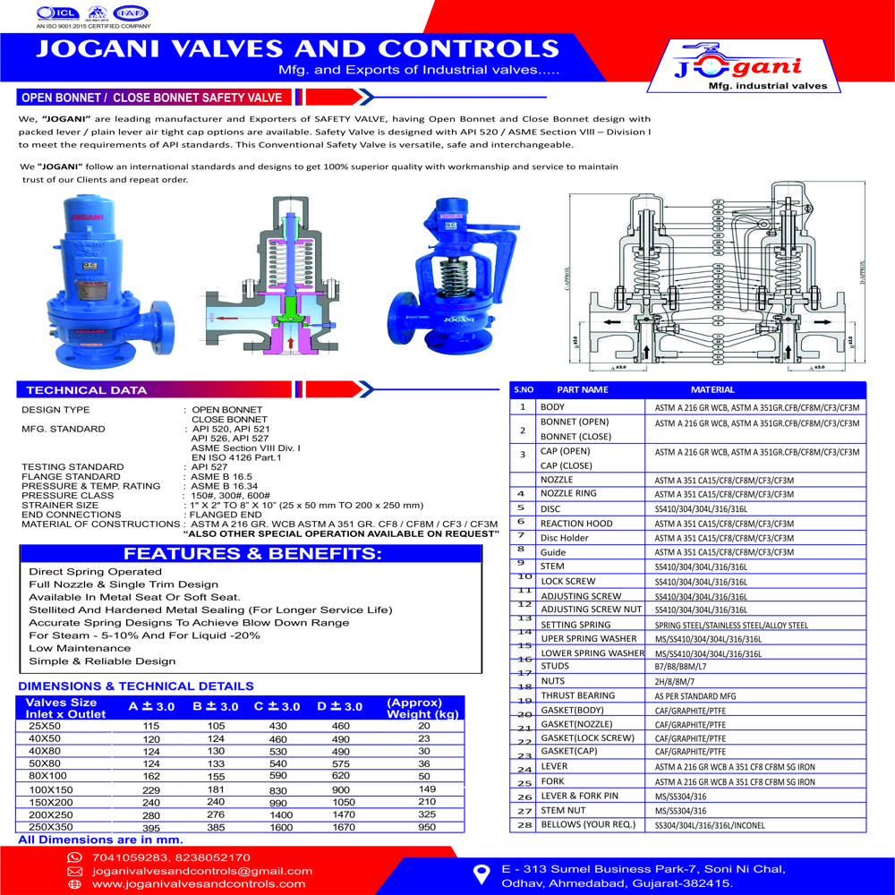 Open Bonnet Valve - Application: Water
