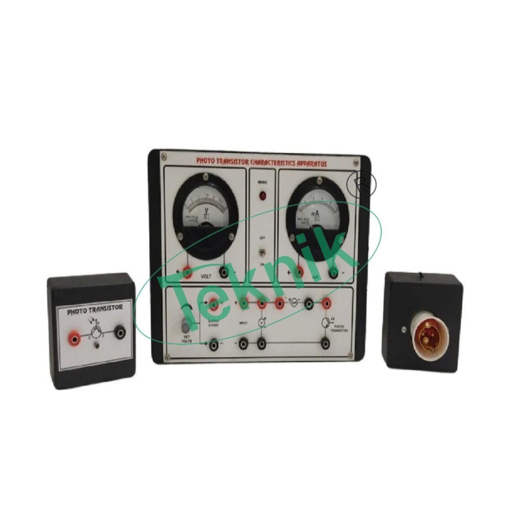 PHOTO TRANSISTOR CHARACTERISTICS APPARATUS WITH BAKELITE PANEL & ROUND METERS