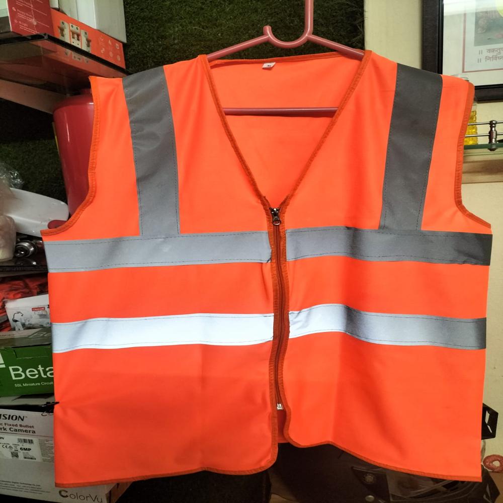 Worker Reflective Safety Jacket - Color: Orange