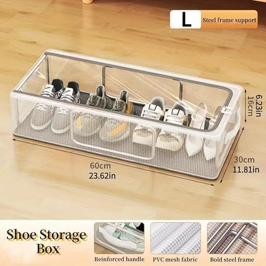Shoe Storage Box - Color: Transparent And Grey