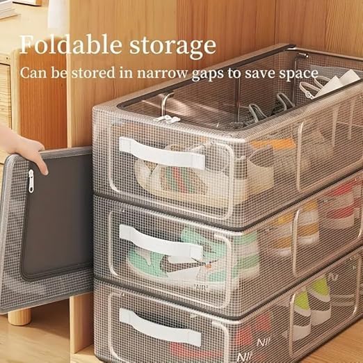 Shoe Storage Box - Color: Transparent And Grey